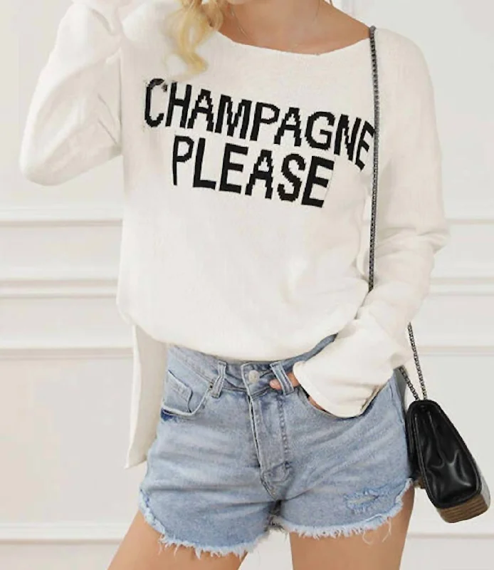 Champagne Please Sweater In Snowball