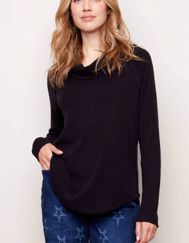 Cowl Neck Sweater In Black