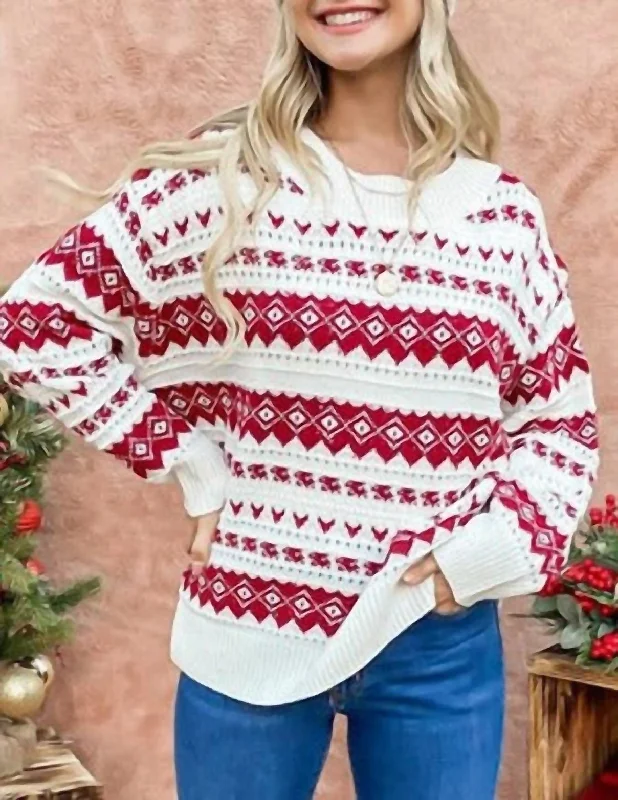 Fireside Holiday Knit Sweater In White