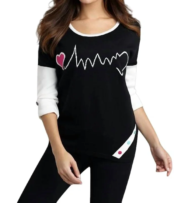 Heartbeat Graphic Sweater In Blackwhite