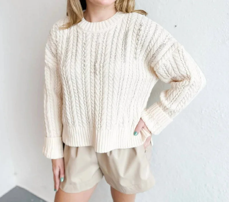 Jeweled Knit Sweater In Cream