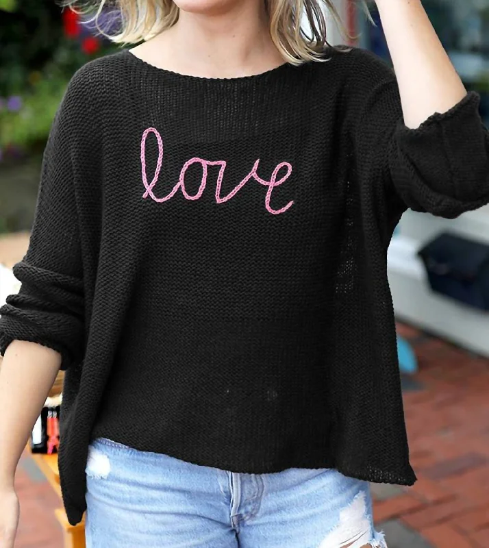 Key West Love Crew Sweater In Black/cherry Pastille