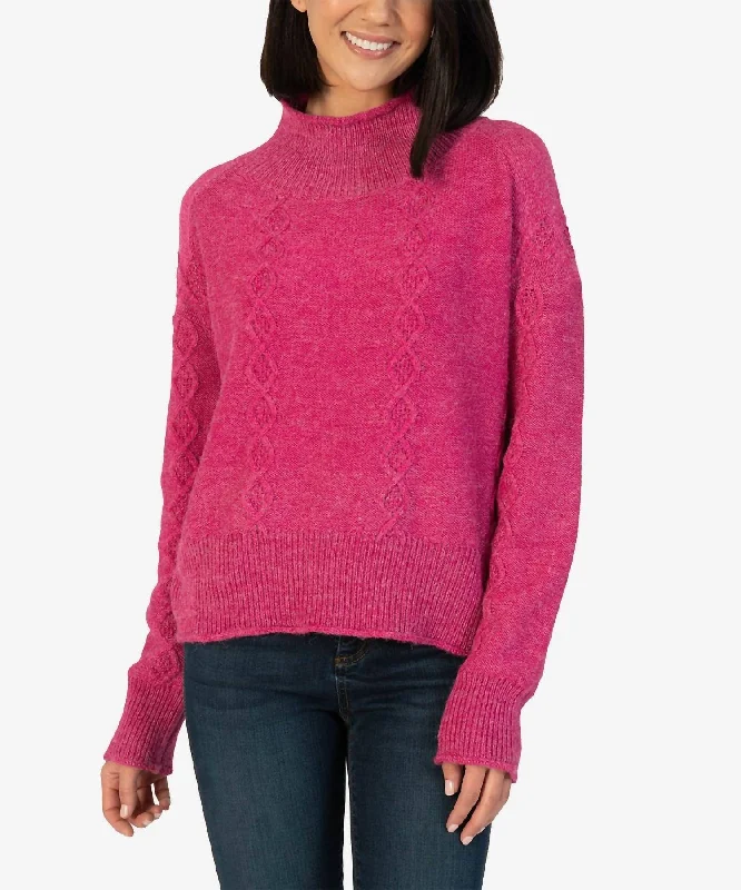 Leona Turtleneck Sweater In Deep Pink