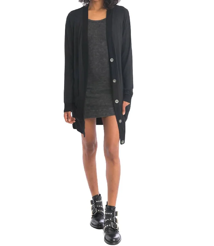 Long Luxe Cardigan In Black