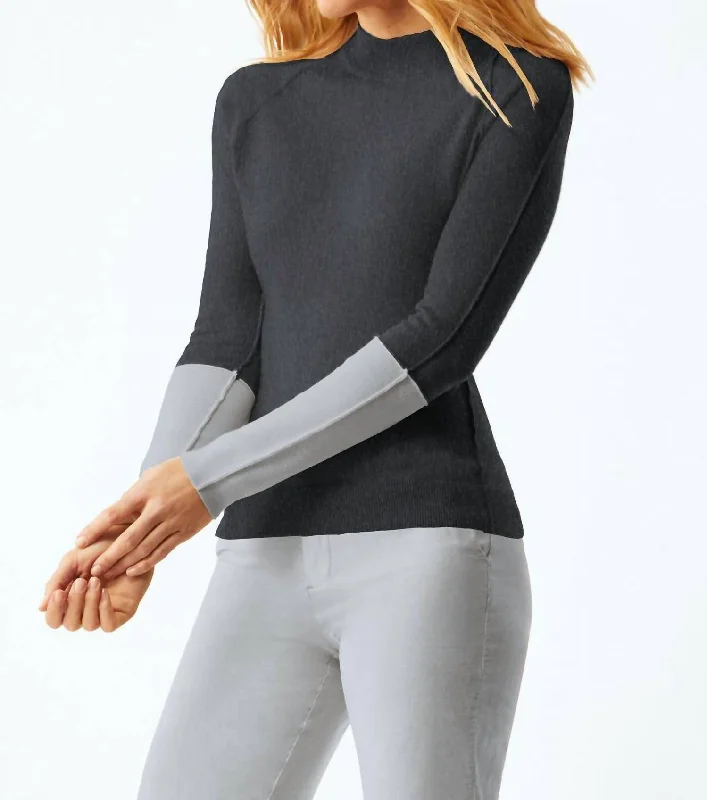 Reglan Sleeve Sweater In Charcoal