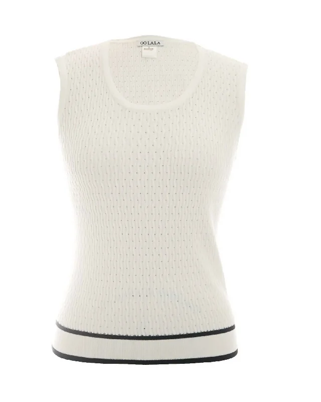 Sleeveless Sweater In White/black