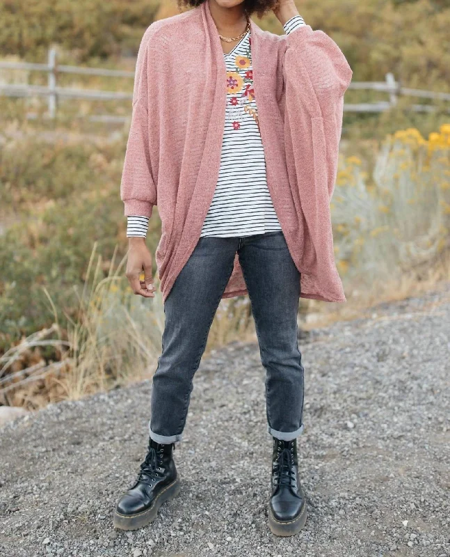 Slouchy Vibe Cardigan In Blush