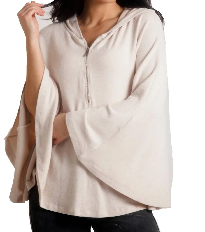 Sophia Kashmira Hooded Poncho In Beige