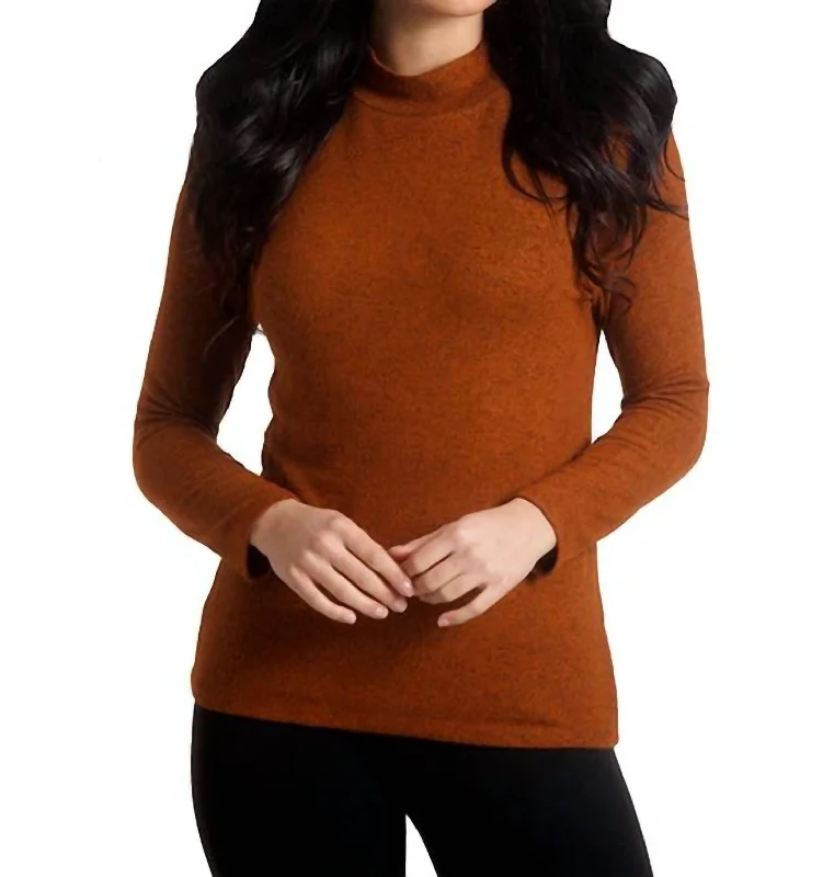 Supersoft Mock Neck Pullover In Spice