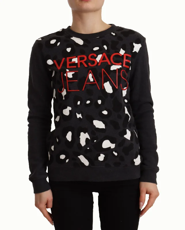 Versace Jeans  Cotton Leopard Long Sleeves Pullover Women's Sweater