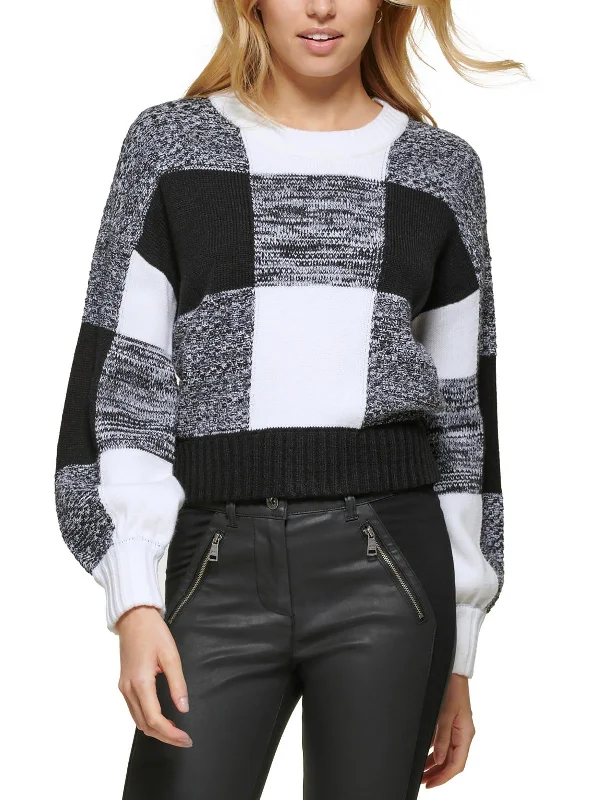 Womens Crewneck Ribbed Trim Pullover Sweater