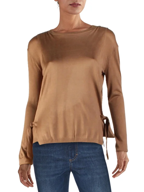 Womens Cropped Mock Neck Wrap Sweater