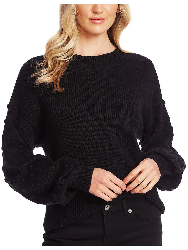 Womens Mock Turtleneck Ribbed Pullover Sweater