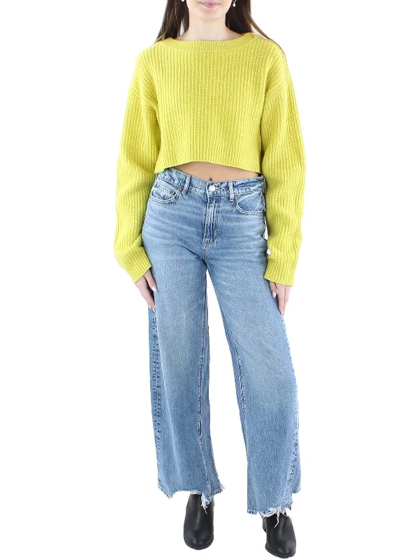 Womens Wool Boatneck Crop Sweater