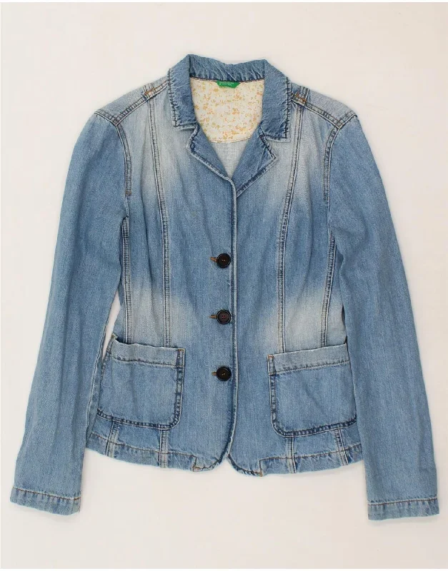 BENETTON Womens Denim Jacket IT 44 Medium Blue Cotton