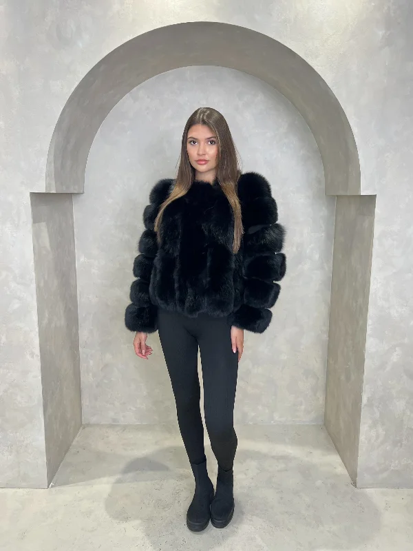 Black Luxury Fur Vertical Pelt Coat