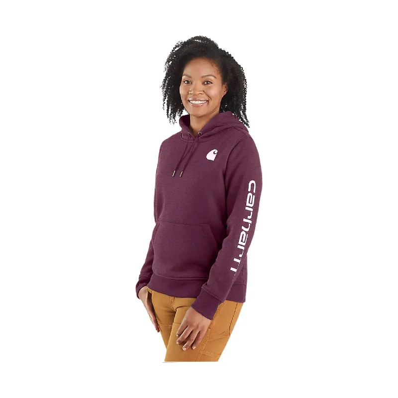 Carhartt Women's Relaxed Fit Midweight Logo Sleeve Graphic Sweatshirt - Blackberry Heather