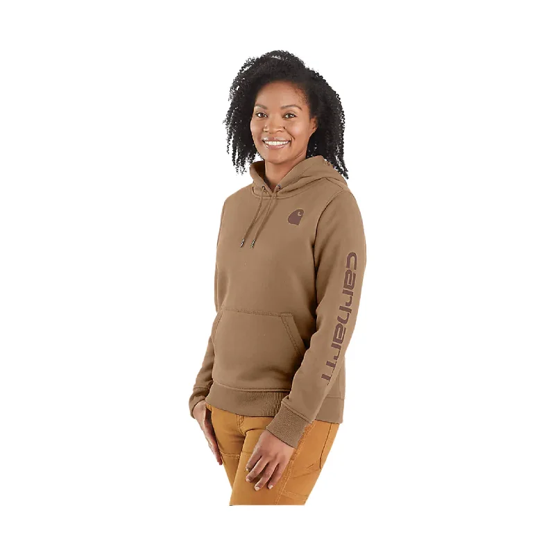 Carhartt Women's Relaxed Fit Midweight Logo Sleeve Graphic Sweatshirt - Flaxseed