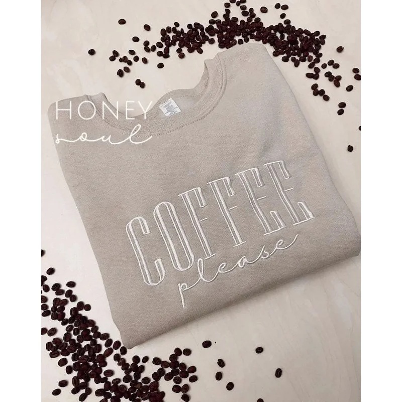 WOMEN'S EMBROIDERED COFFEE PLEASE SWEATSHIRT