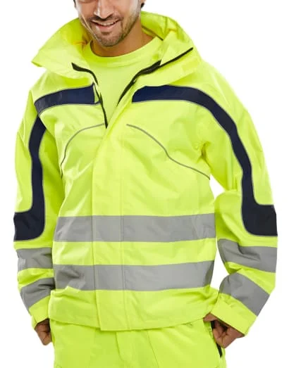 Eton Hi Vis Jacket Waterproof & Breathable Class 3 Hi Visibility Yellow -Beeswift B Seen Et45