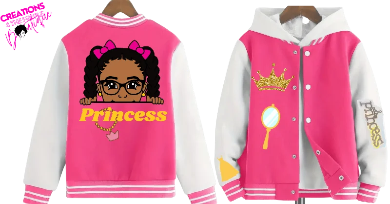 Girls Pink Customizable Varsity Jacket