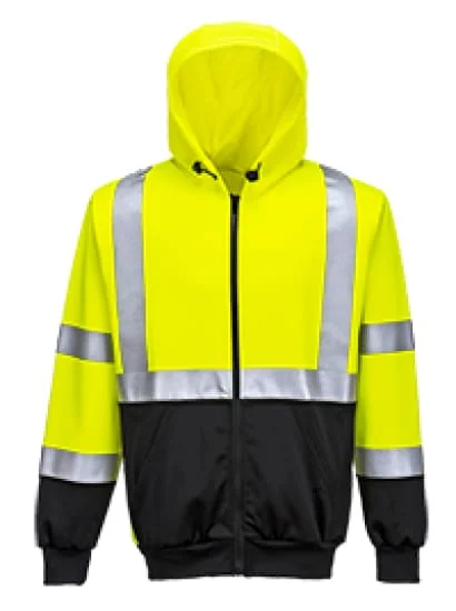 Hi-Vis 2-Tone Full Zipped Hoody Hooded Sweatshirt Portwest B315