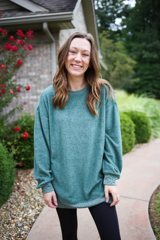 Hunter Green Fleece Lightweight Sweatshirt | Boutique Elise | Lucy