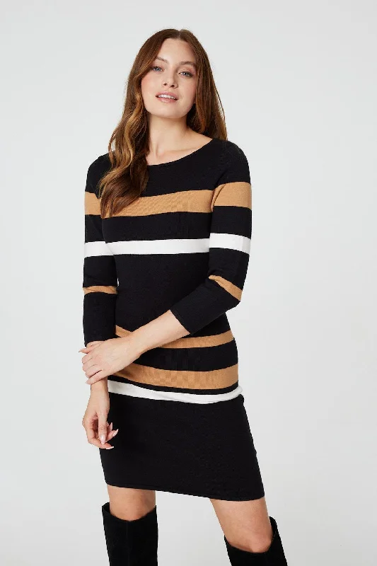 Striped Bodycon Knit Dress