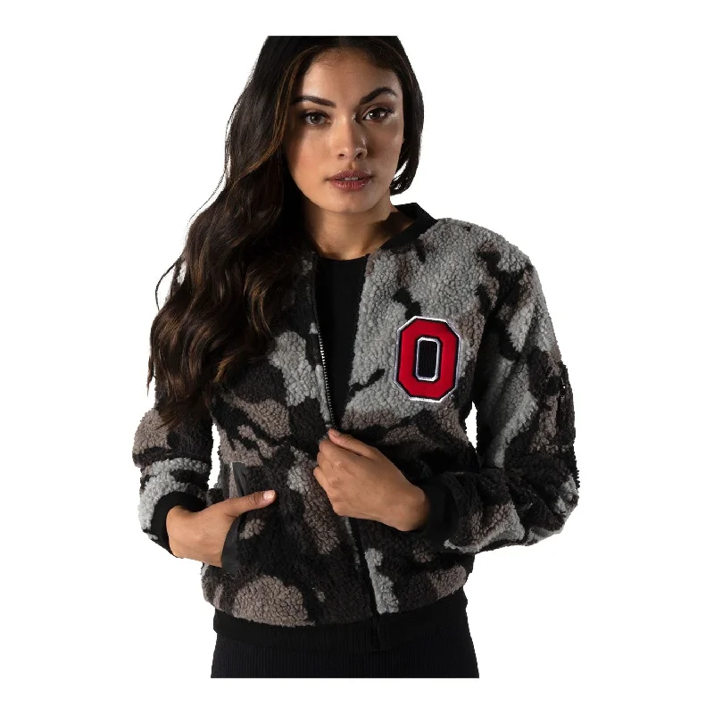 Ladies Ohio State Buckeyes Sherpa Bomber Full Zip Jacket