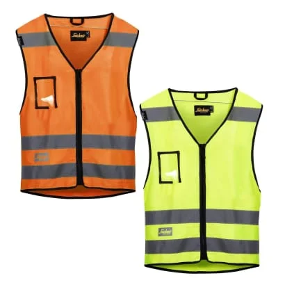 Snickers High Visibility Zipped Vest Class 2 with Multiple Pockets -9153