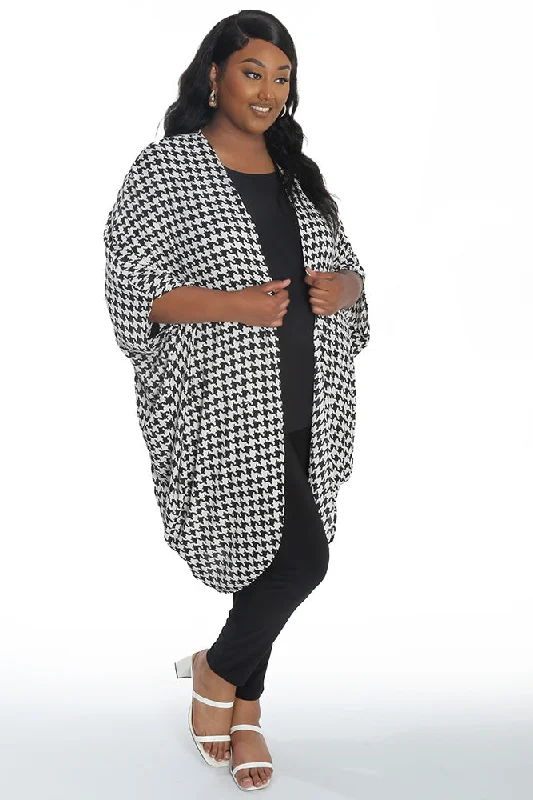 Vikki Vi Houndstooth Duster Length Cocoon