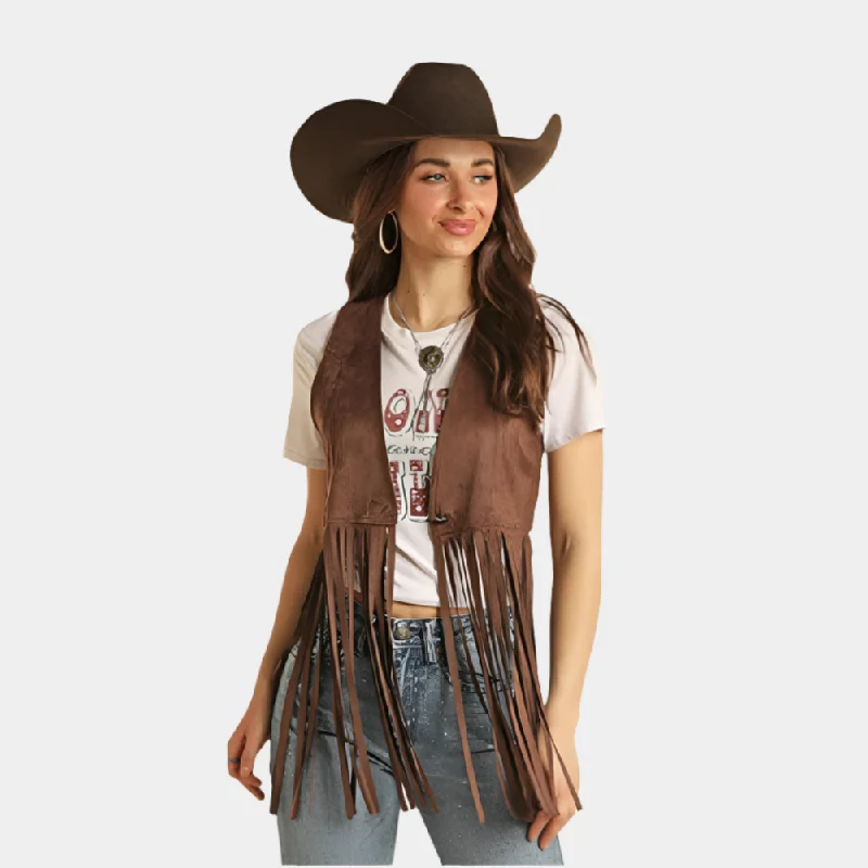 Rock and Roll Denim Brown Fringe Vest