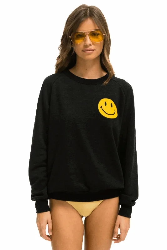 Aviator Nation Women's Smiley 2 Relaxed Crew Sweatshirt - Black