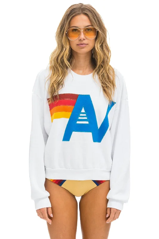 Aviator Nation Women's Logo Stitch Crew Neck Sweatshirt - White