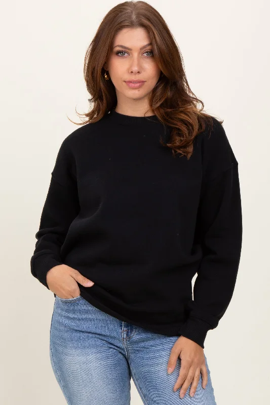 Black Fleece Crew Neck Relaxed Fit Sweatshirt