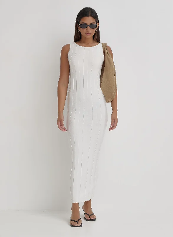 Cream Knitted Sleeveless Maxi Dress- Sammie