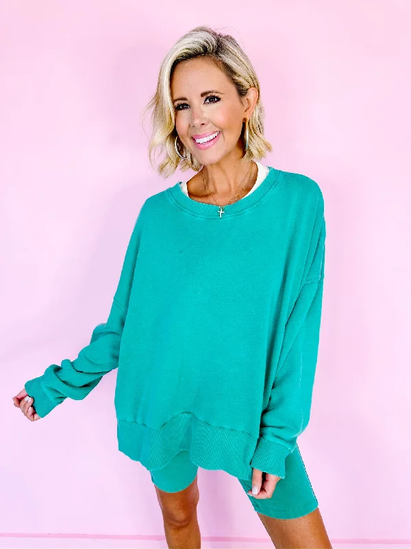 JUST RELAX TERRY SWEATSHIRT - KELLY GREEN