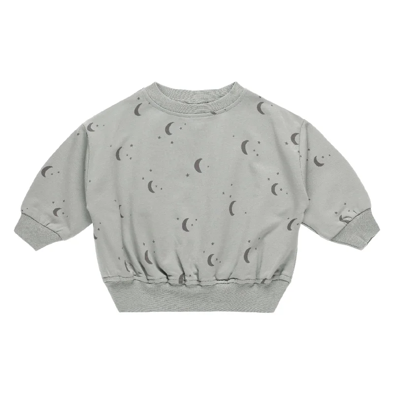 Relaxed Sweatshirt - Moons - Dusty Blue