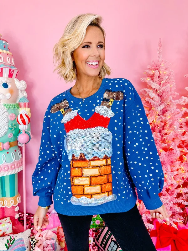 STUCK IN CHIMNEY SANTA SWEATSHIRT - NAVY