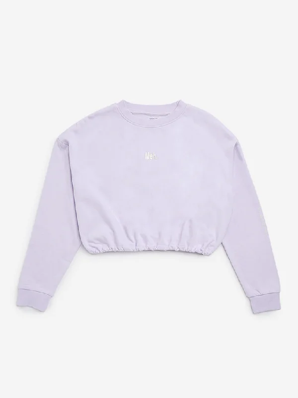 Y&F Kids Lilac Text Design Cotton Sweatshirt