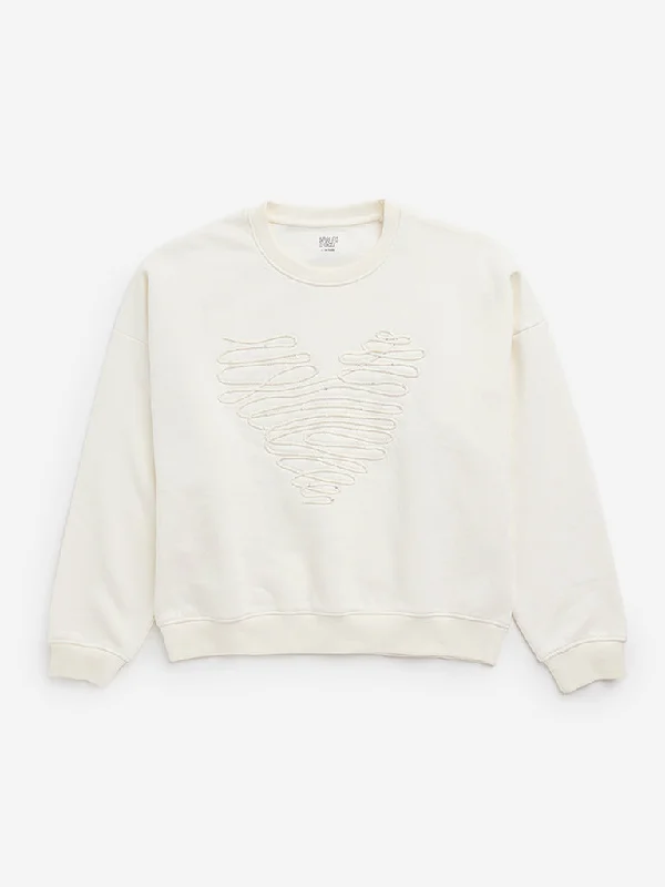 Y&F Kids Off-White Cotton Blend Sweatshirt