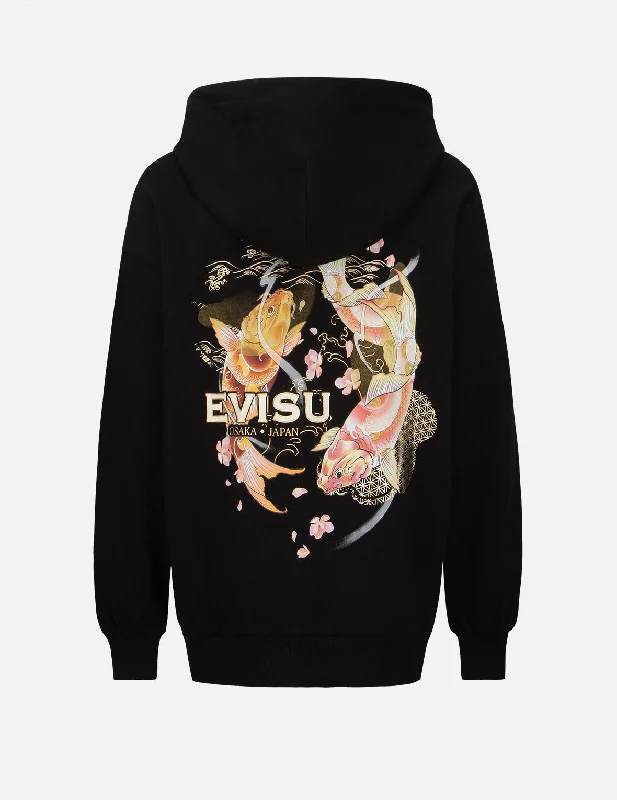 Tattoo Koi Print Hooded Sweatshirt