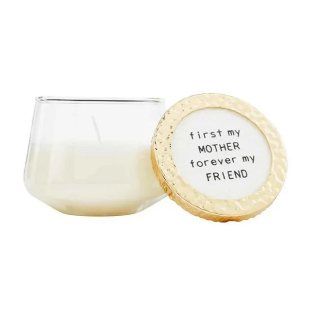 First My Mother Forever My Friend Glass Candle with Gold Lid