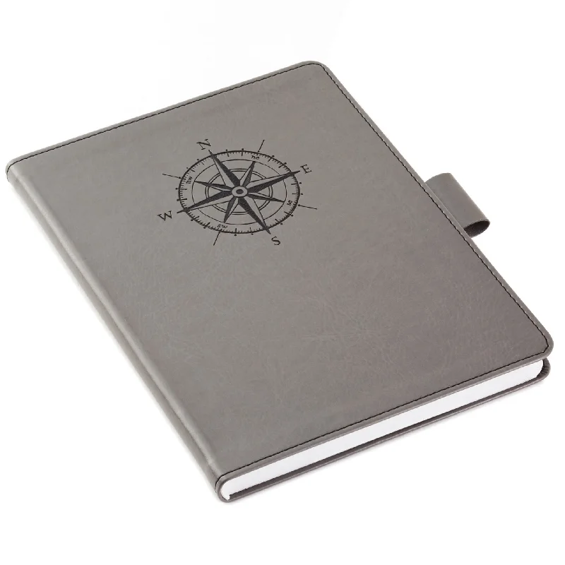 Hallmark Gray Etched Compass Faux Leather Notebook