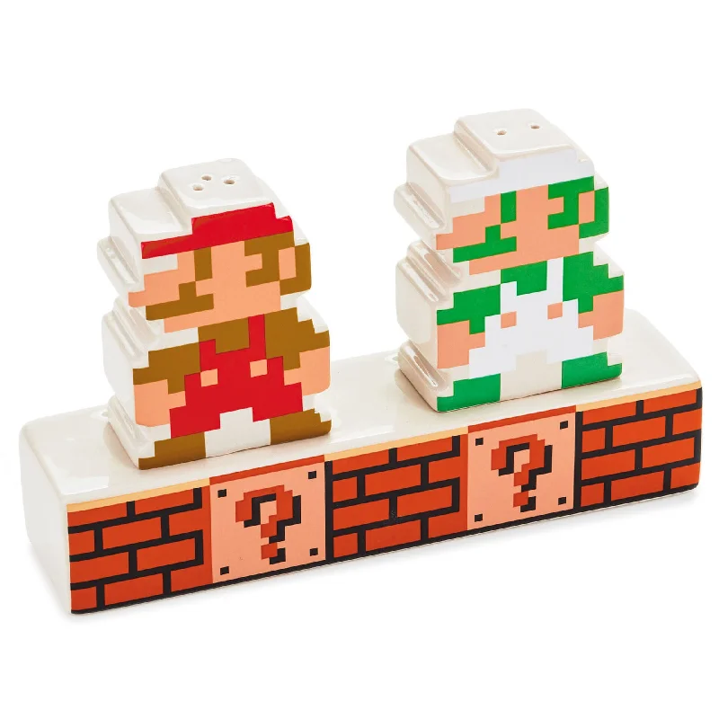 Hallmark Nintendo Super Mario Bros.® Mario and Luigi Salt and Pepper Shakers, Set of 3