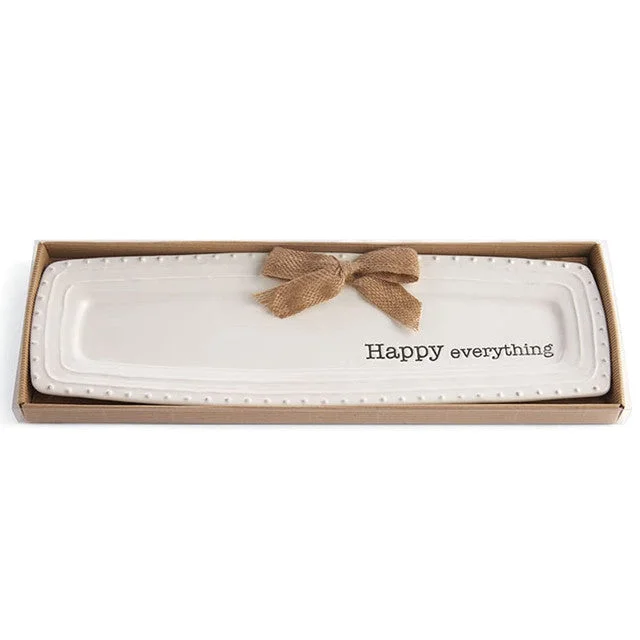 Happy Everything Tray 17" with Burlap Ribbon Bow