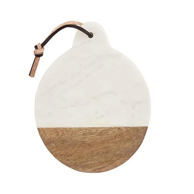 Mini Circular Marble & Wood Cheese Serving Board