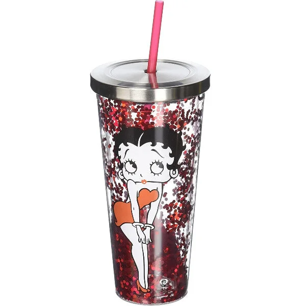 Betty Boop Red Glitter Cup with Straw