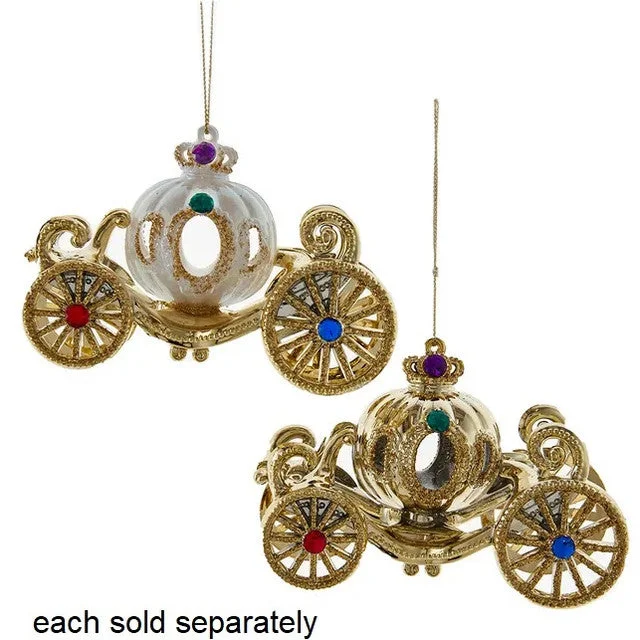 White or Gold Jeweled Carriage with Colorful Gemstones Ornament