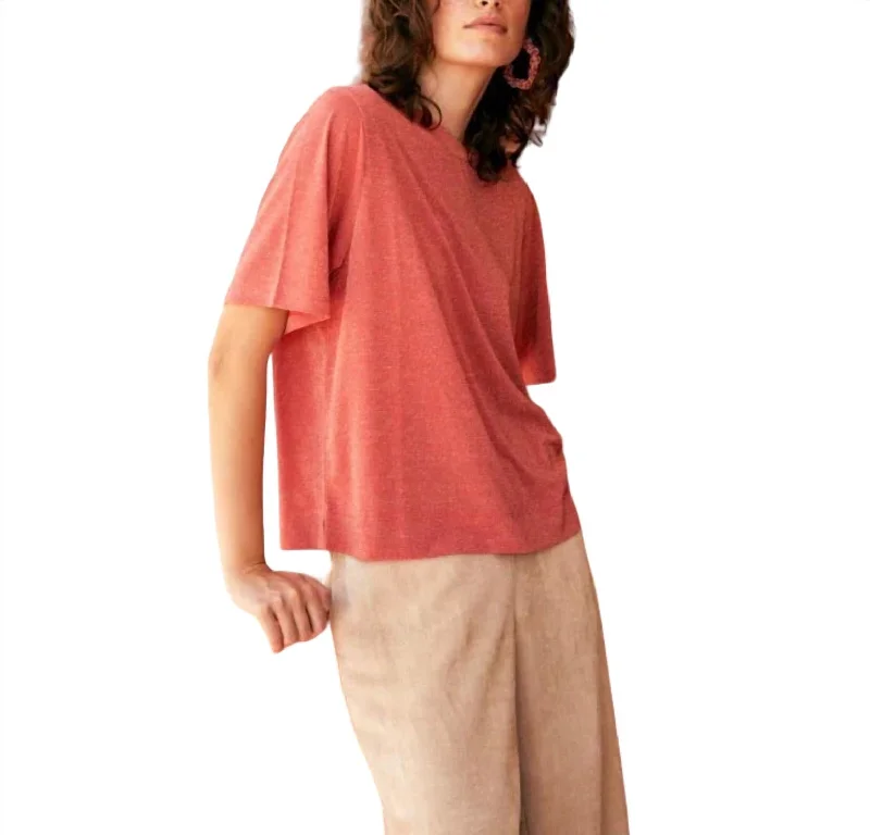 Iora Lurex Jersey T-Shirt In Coral